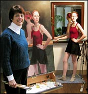 Diane Aeschliman at work with model